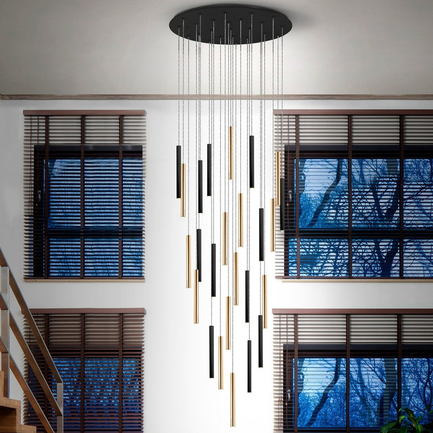 Schuller Varas Lámpara de techo colgante grande LED regulable 25 luces oro y negro 373968D