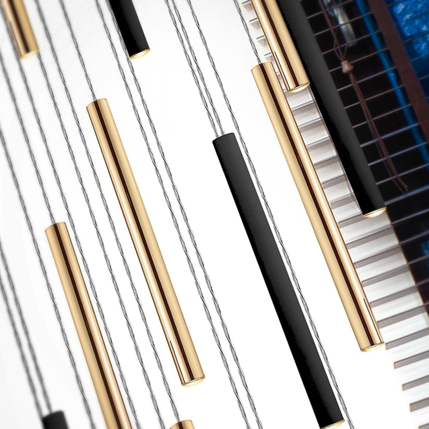 Schuller Varas Lámpara de techo colgante grande LED regulable 25 luces oro y negro 373968D