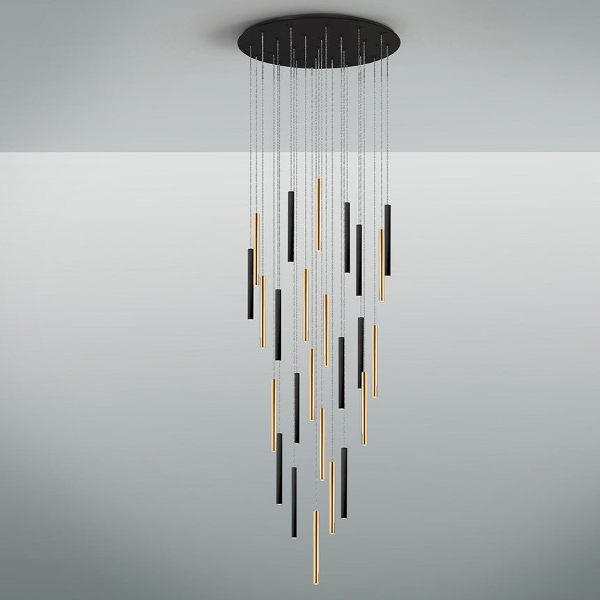 Schuller Varas Lámpara de techo colgante grande LED regulable 25 luces oro y negro 373968D