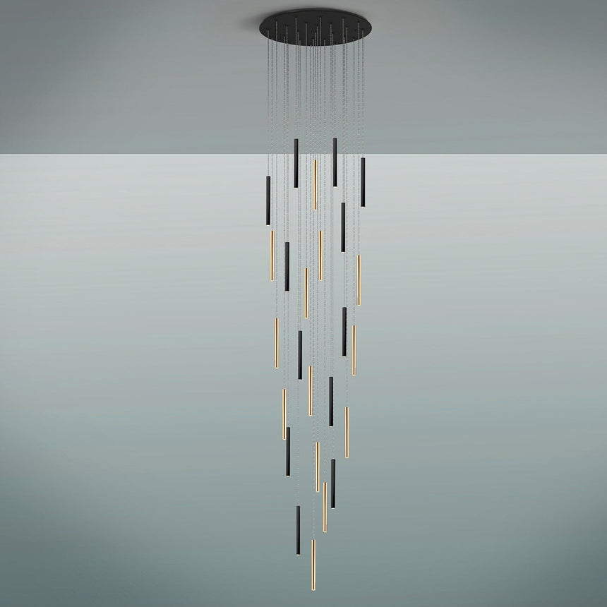 Schuller Varas Lámpara de techo colgante grande 5m LED regulable 25 luces oro/negro 373968GD