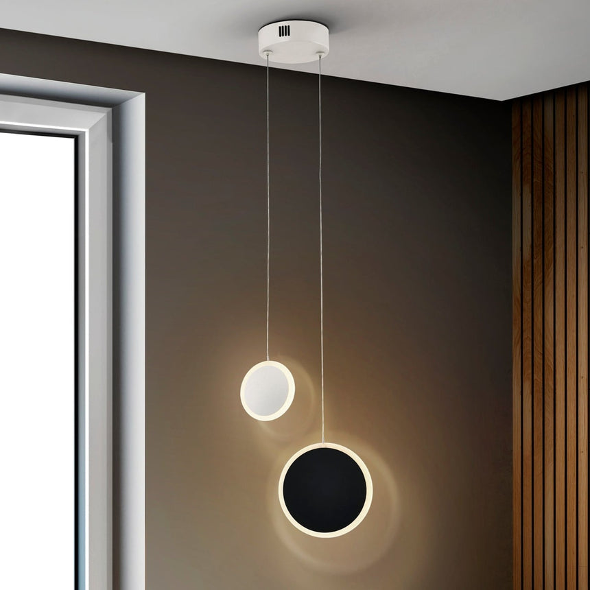 Schuller Duo 2-Light Pendant Ceiling Lamp, Black and White 403515