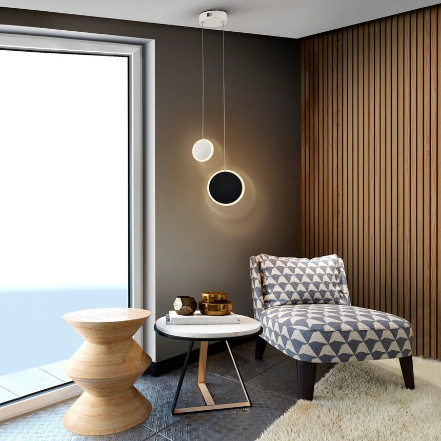 Schuller Duo 2-Light Pendant Ceiling Lamp, Black and White 403515