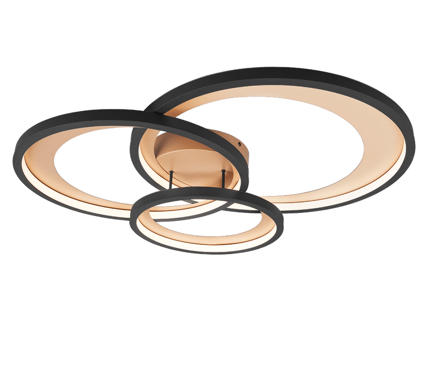 Trio Granada Plafón LED de metal estera negra 673810332