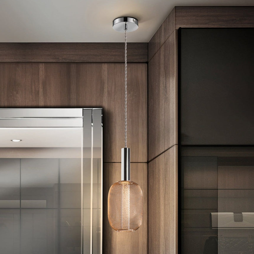 Schuller Micrón Lámpara de techo colgante 1 luz cromo y oro 413503