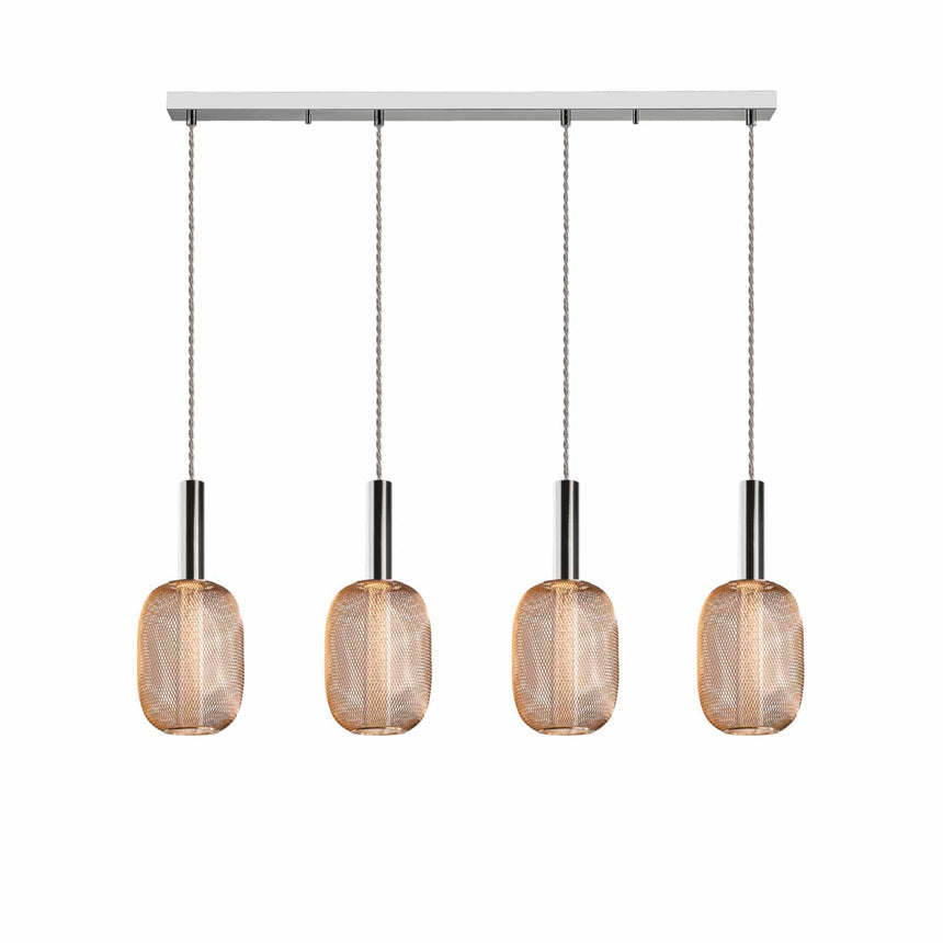 Schuller Micrón Lámpara de techo colgante 4 luces cromo y oro 413756