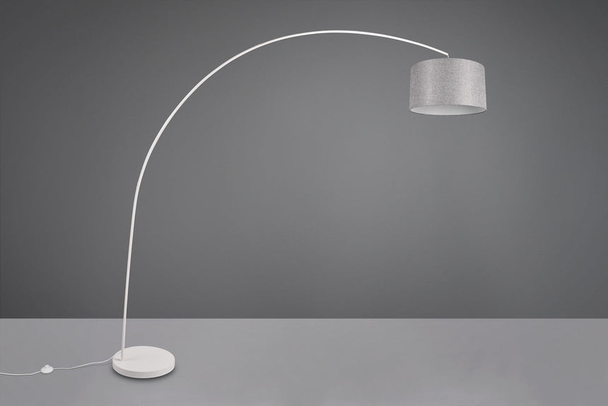 Trio Mansur Floor lamp white metal and gray lampshade 419200131