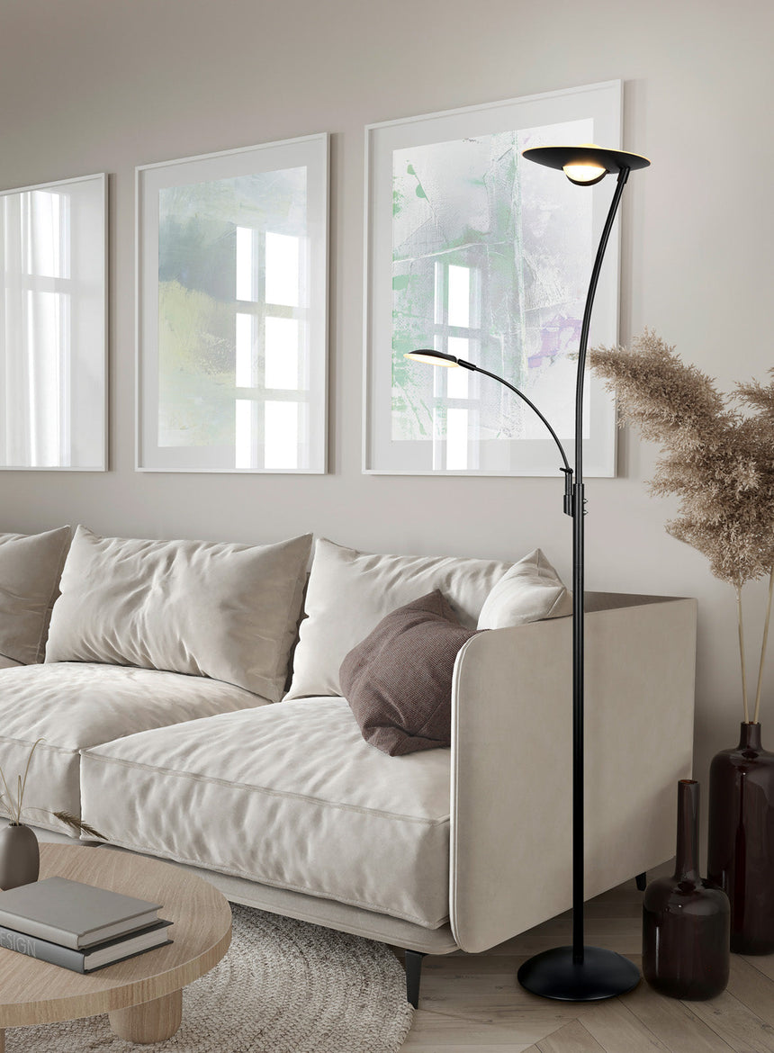 Trio Granby LED floor lamp metal black mat 424310232