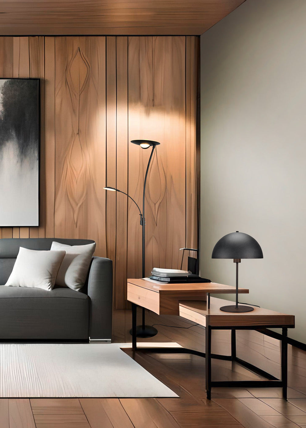 Trio Granby LED floor lamp metal black mat 424310232