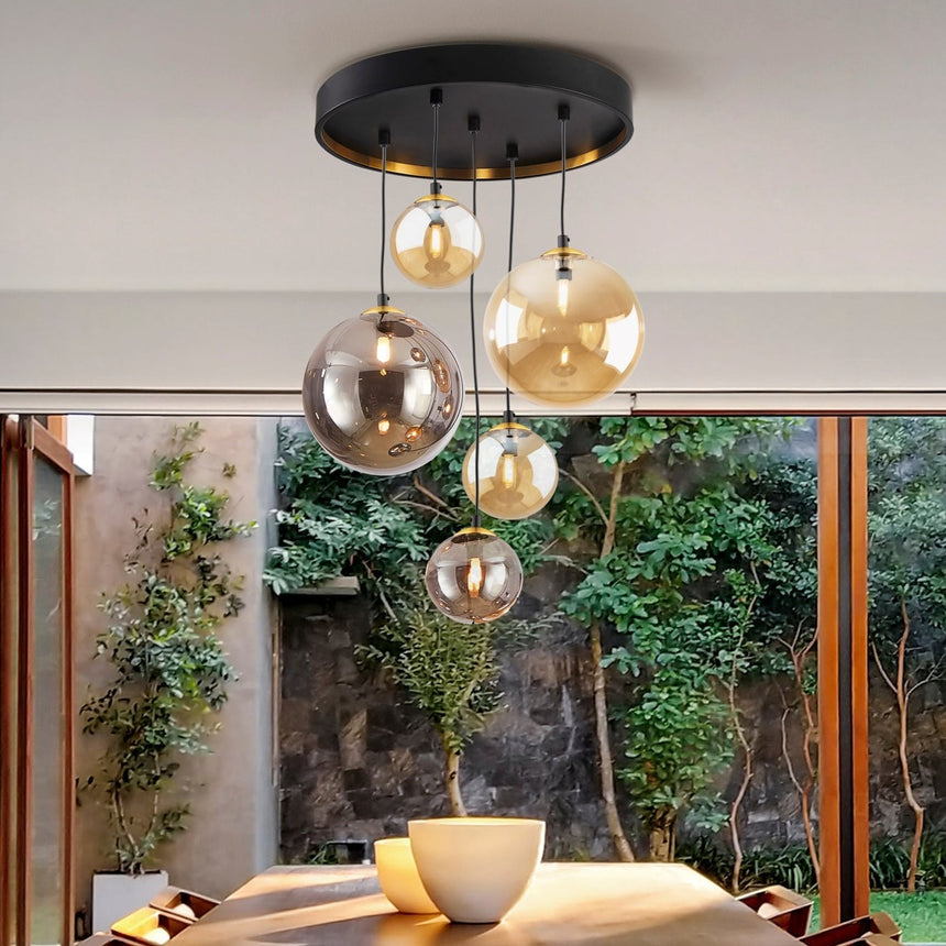 Schuller Dark Lámpara de techo colgante 5 luces negro latón 439574