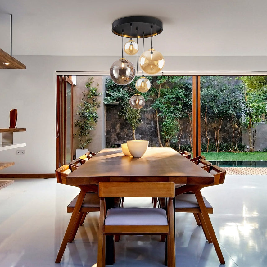 Schuller Dark Lámpara de techo colgante 5 luces negro latón 439574