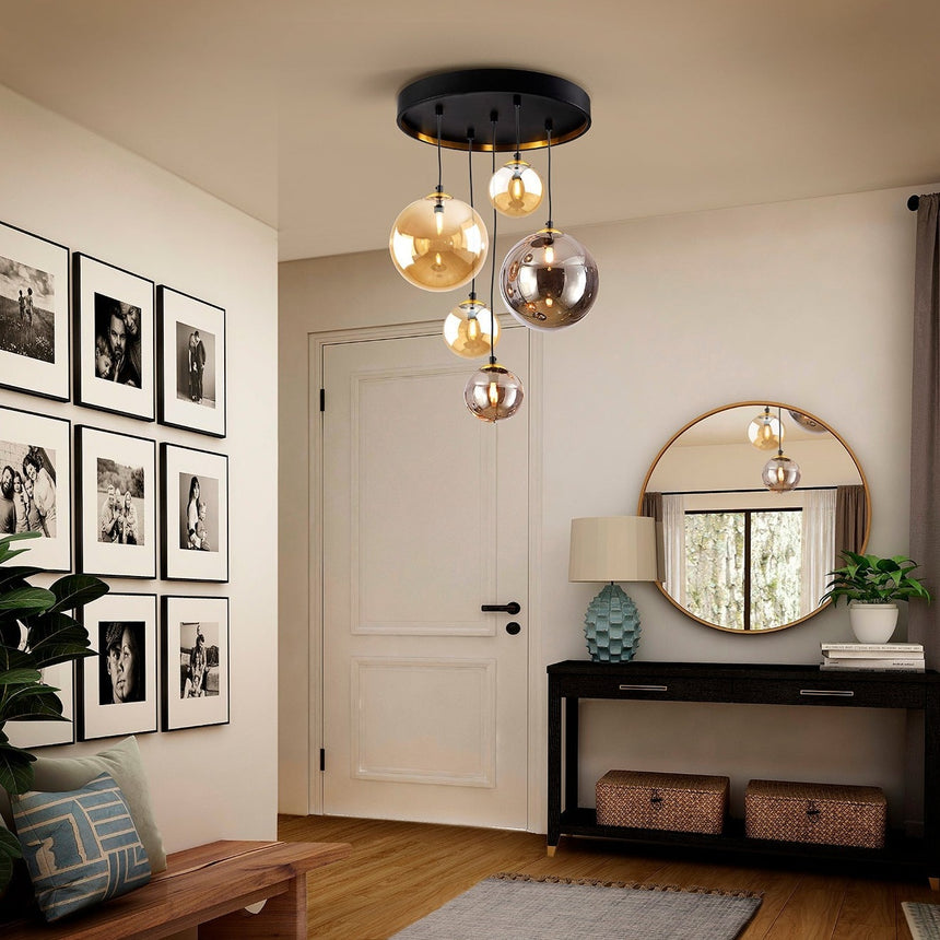 Schuller Dark Lámpara de techo colgante 5 luces negro latón 439574