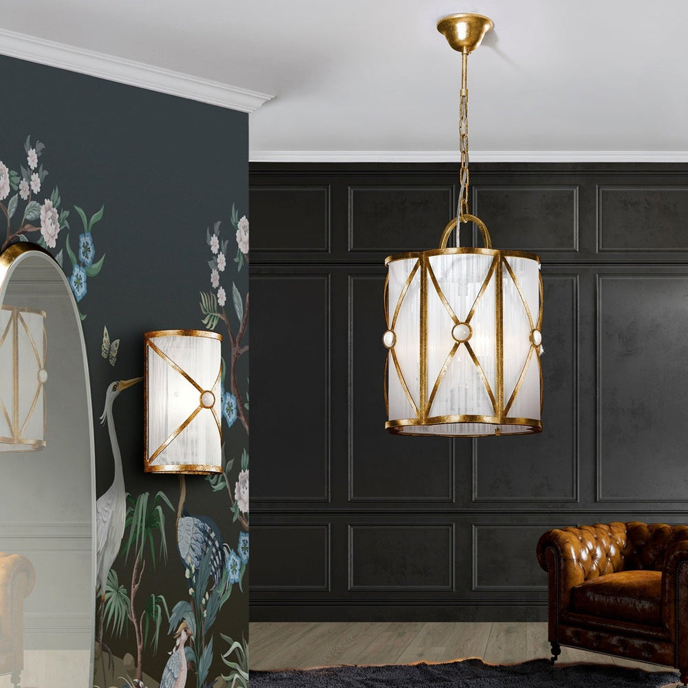 Schuller Esparta 3-Light Gold Pendant Ceiling Lamp 615372