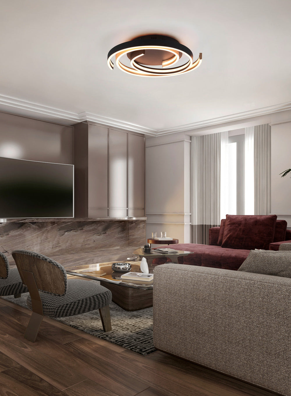 Trio Caya LED ceiling light matt bronze metal 641910208