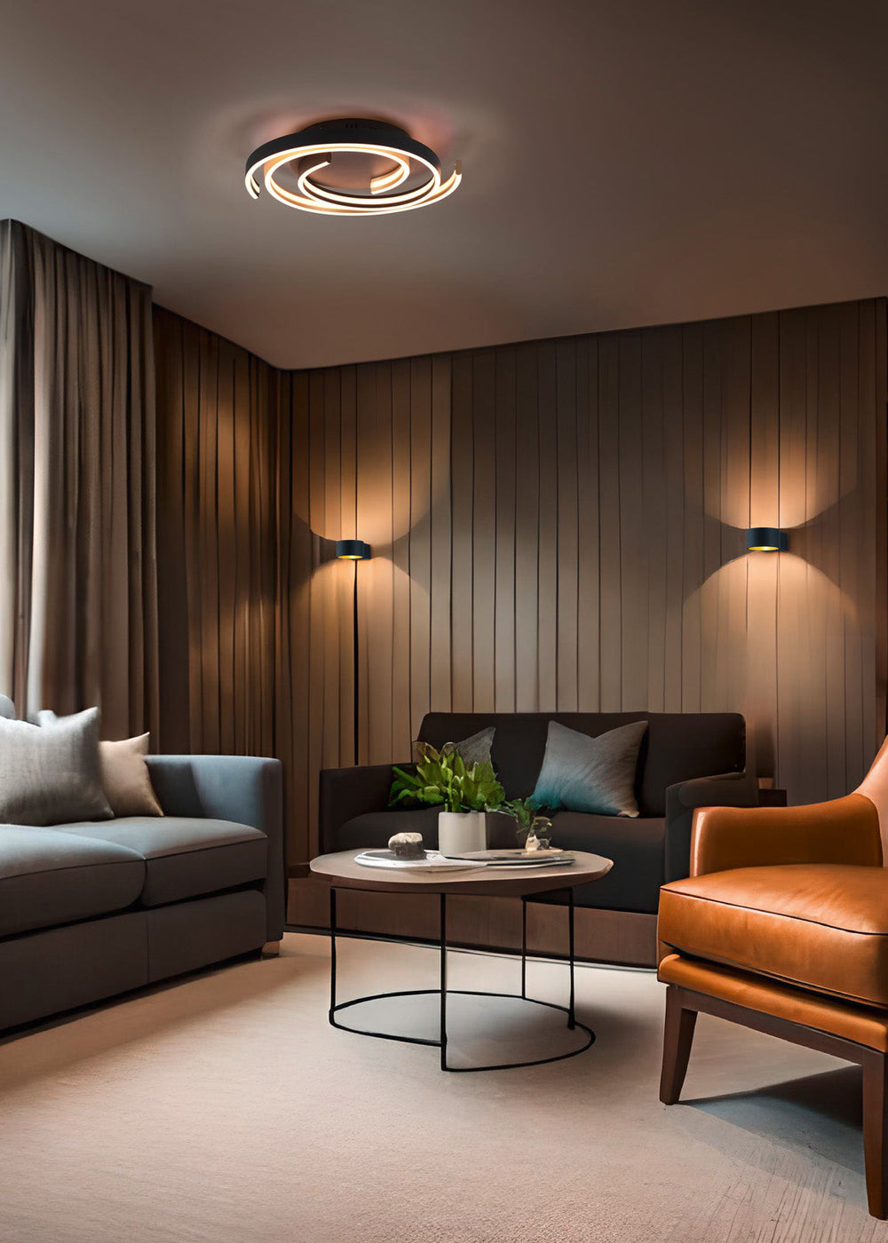 Trio Caya LED ceiling light matt bronze metal 641910208