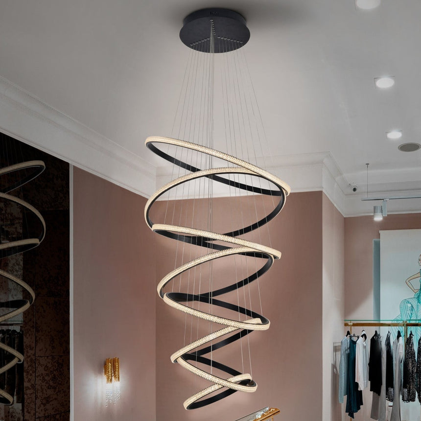 Schuller Ring Lámpara de techo colgante de 8 aros negros dimable 717687D