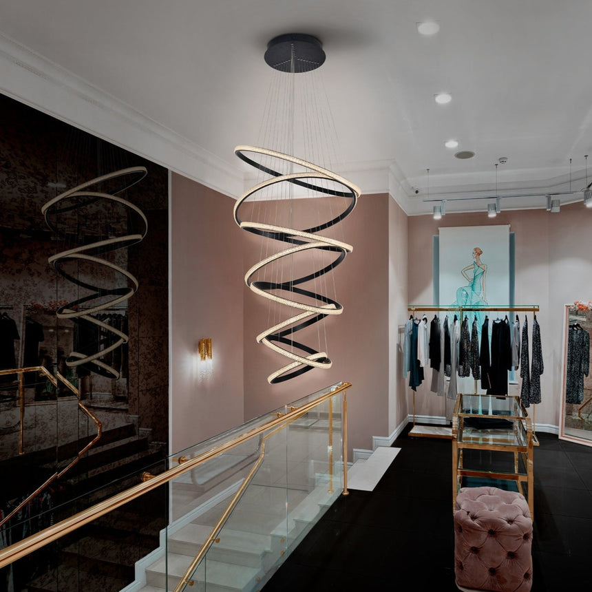 Schuller Ring Lámpara de techo colgante de 8 aros negros dimable 717687D