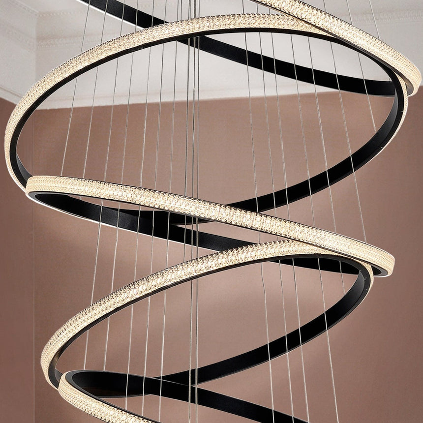 Schuller Ring Lámpara de techo colgante de 8 aros negros dimable 717687D