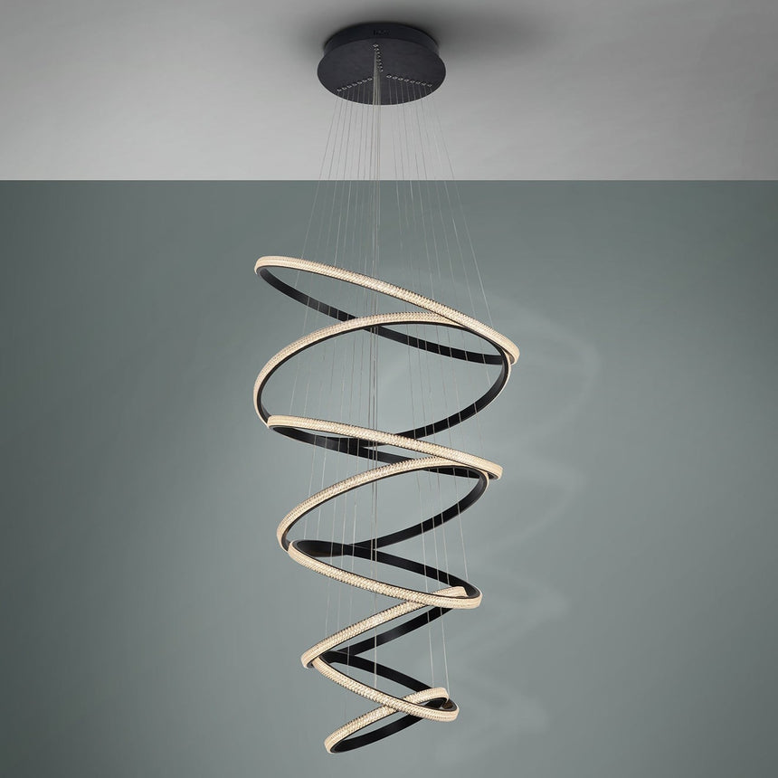 Schuller Ring Lámpara de techo colgante de 8 aros negros dimable 717687D