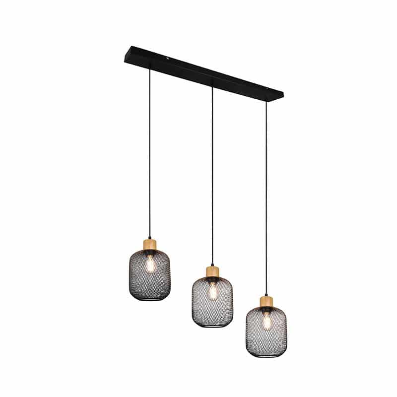 Trio Calimero Lámpara colgante de metal estera negra R30563032