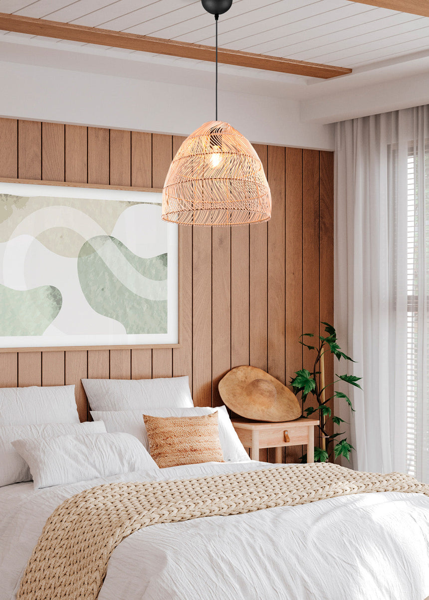 Trio Rike Hanging Ceiling Lamp Rattan Mesh Natural Finish R31131036