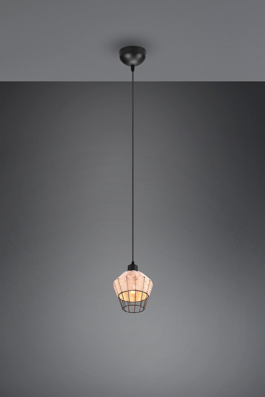 Trio Borka Lámpara de techo colgante malla de rattan acabado natural R31261036