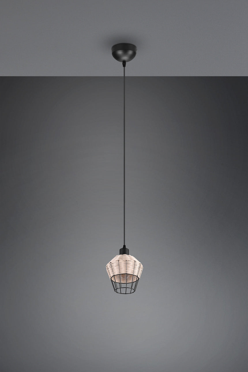 Trio Borka Lámpara de techo colgante malla de rattan acabado natural R31261036