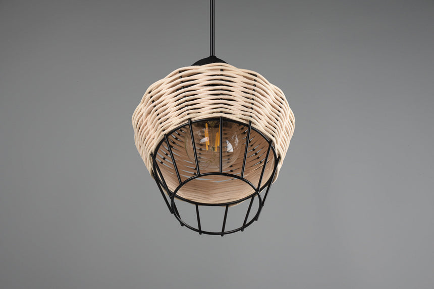 Trio Borka Lámpara de techo colgante malla de rattan acabado natural R31261036