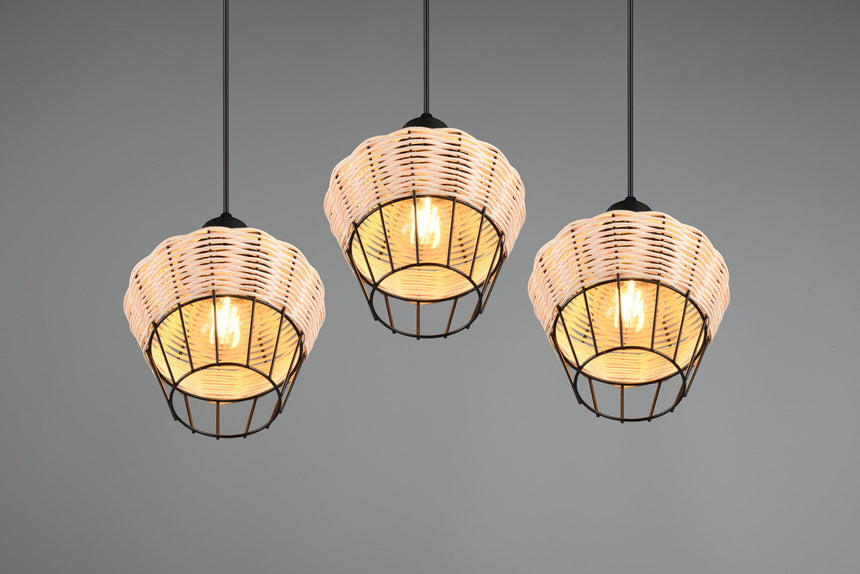 Trio Borka Lámpara de techo colgante malla de rattan acabado natural R31263336
