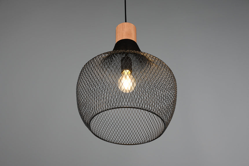 Trio Valeria Lámpara colgante metal estera negra R31281932