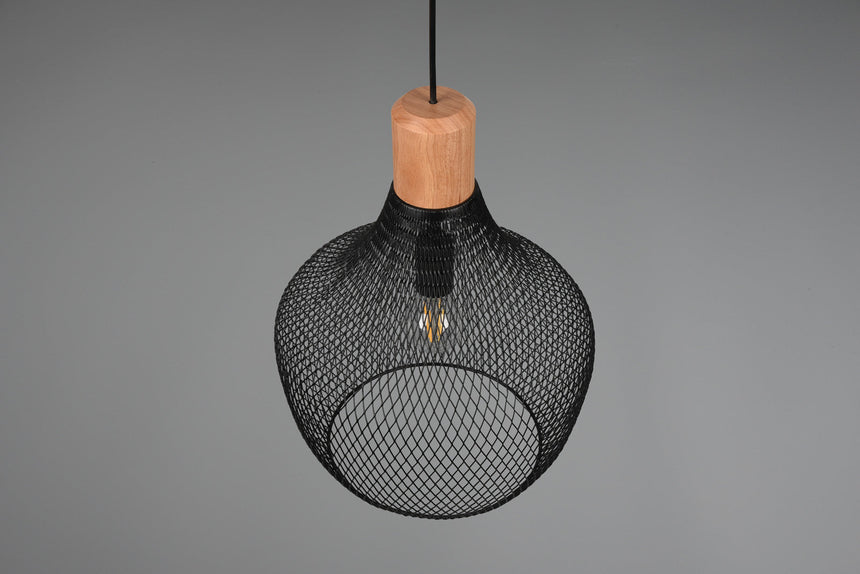 Trio Valeria Lámpara colgante metal estera negra R31281932