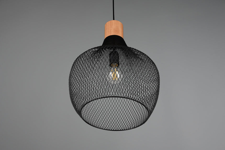 Trio Valeria Lámpara colgante metal estera negra R31281932