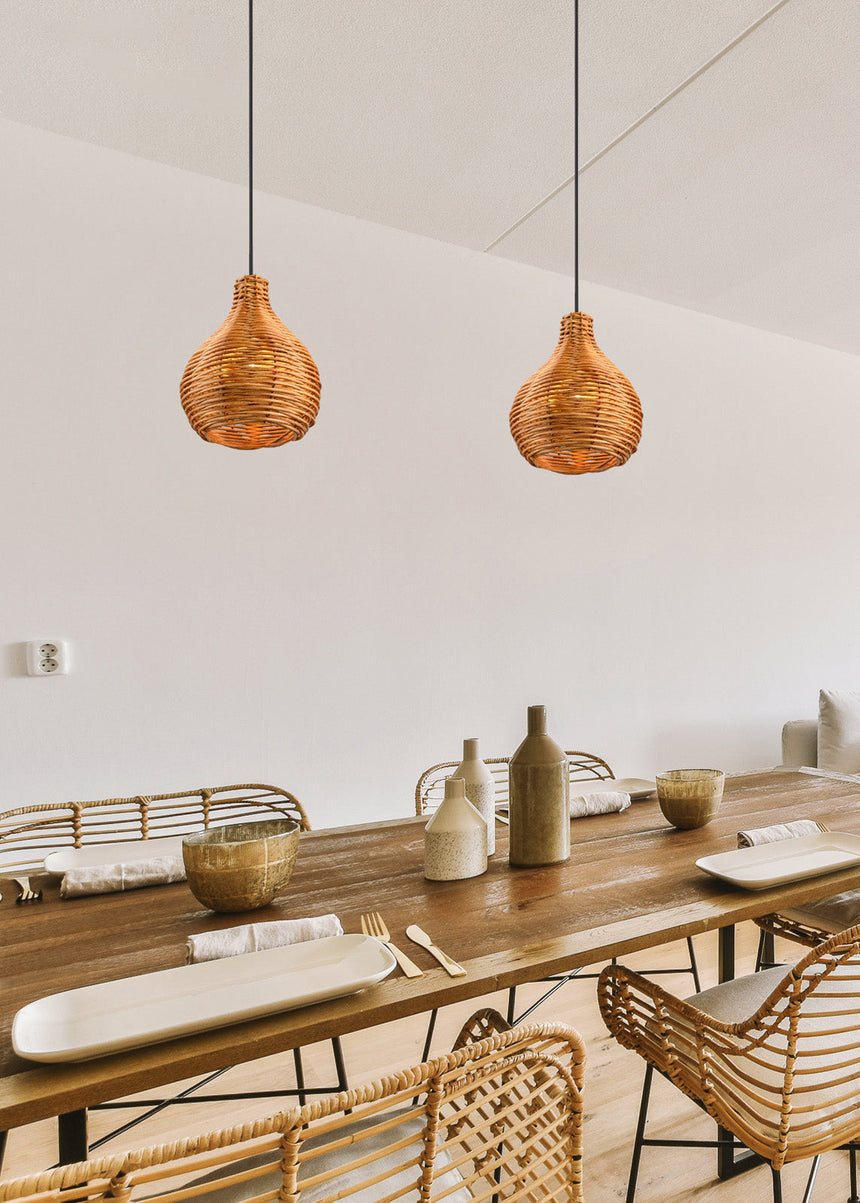 Trio Sprout Rattan Mesh Pendant Light, Natural Finish R31291036