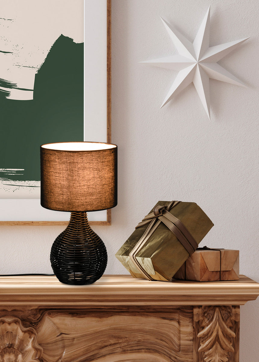 Trio Sprout Black Rattan Mesh Table Lamp R51291002