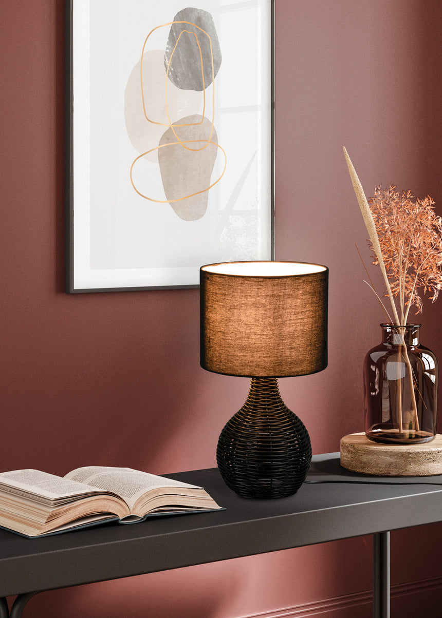 Trio Sprout Black Rattan Mesh Table Lamp R51291002