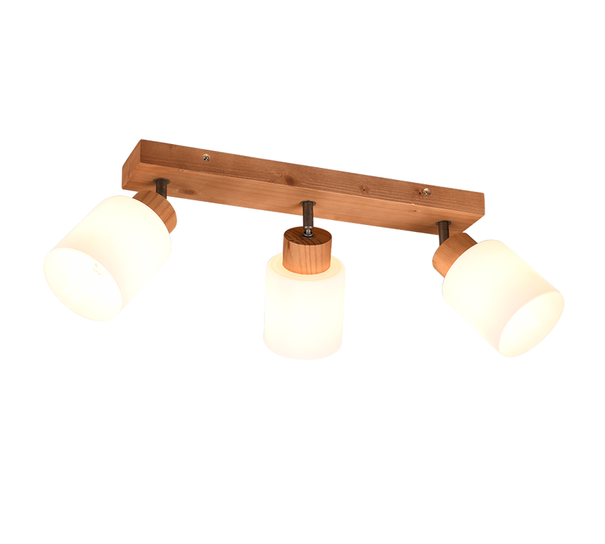 Trio Assam foco LED madera y blanco R81113030