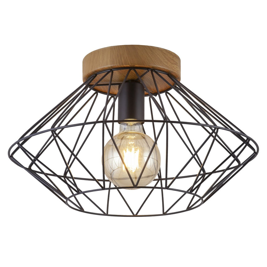 AJP ANTIBES 10831 ANTIBES BLACK AND WOOD CEILING 1 X 60W E-27