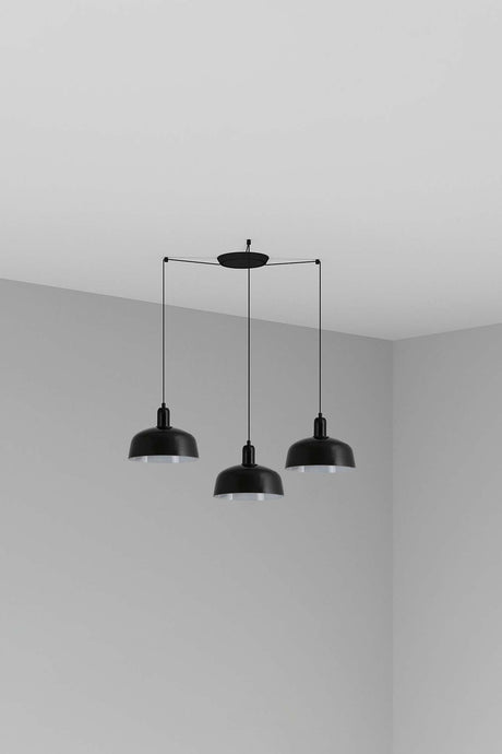 Lámpara de techo colgante Faro Tatawin de 3 luces en negro, estructura de varillas metálicas