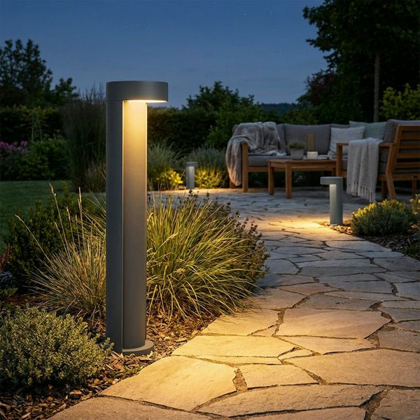 Iluminación exterior de suelo gris