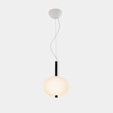 LedsC4 Ilargi Lámpara de techo colgante bola LED madera oscura y opal Ø230 00-6010-92-F9