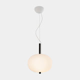 LedsC4 Ilargi Lámpara de techo colgante bola LED madera oscura y opal Ø320 00-6011-92-F9