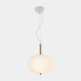 LedsC4 Ilargi Lámpara de techo colgante bolas LED madera clara y opal Ø320 00-6011-93-F9