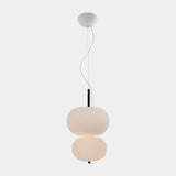 LedsC4 Ilargi Lámpara de techo colgante bolas LED madera oscura y opal 00-6013-92-F9
