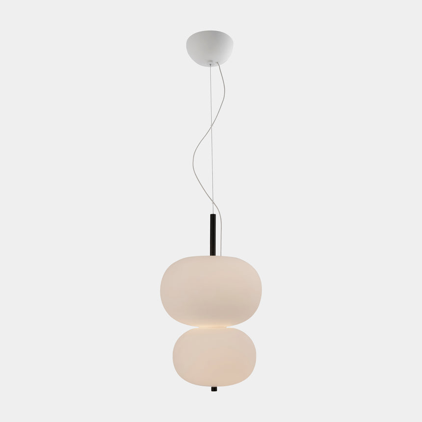 LedsC4 Ilargi Lámpara de techo colgante bolas LED madera oscura y opal 00-6013-92-F9
