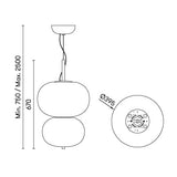 Lámpara de techo colgante bolas LedsC4 Ilargi Doble Lamp LED madera clara 2700K 00-6013-93-F9 — plano técnico con dimensiones