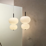 LedsC4 Ilargi Lámpara de techo colgante bolas LED madera oscura y opal 00-6463-92-F9