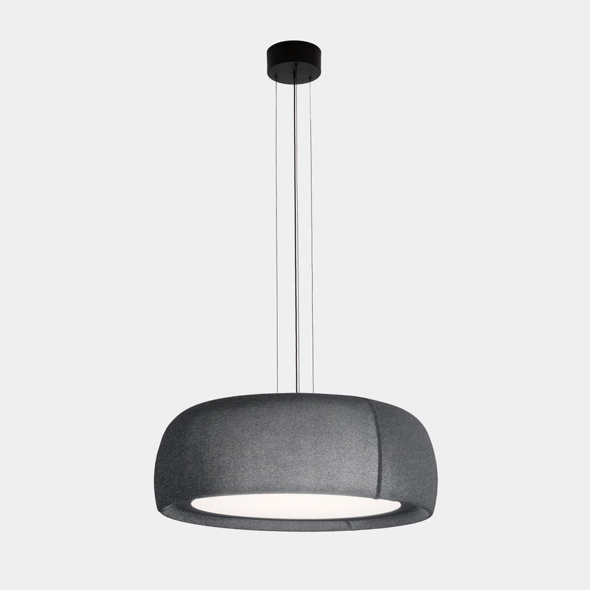 LedsC4 Colgante Gong LED 27.4 2700K Phase Cut Teixit Textil Gris Negro 1166Lm 00-8902-60-I9