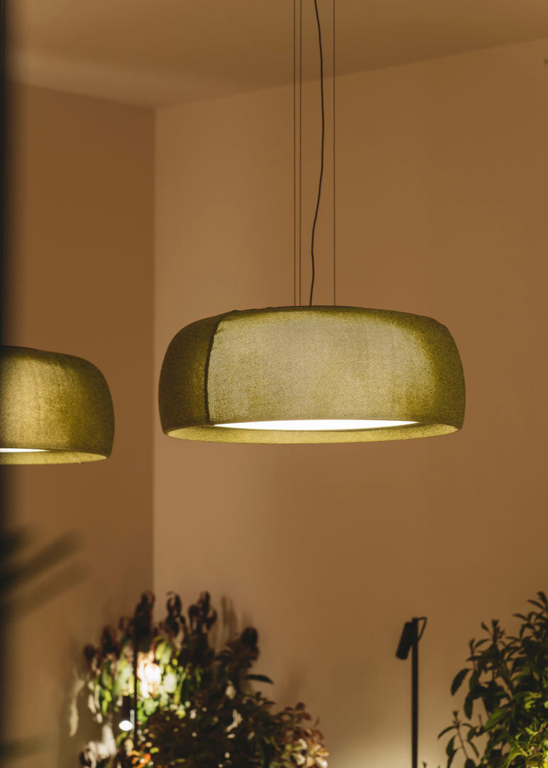 LedsC4 Hanging ceiling lamp Gong LED DALI-2 green Ral 6003 l green 00-8978-U1-J4