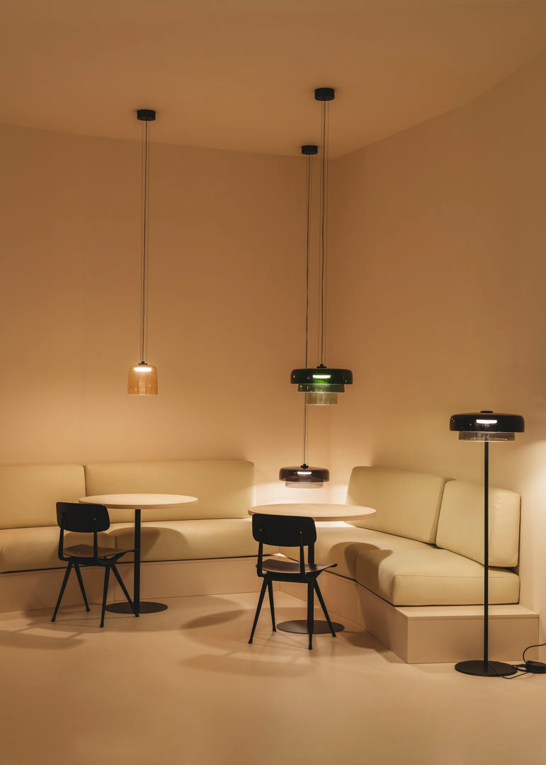 LedsC4 Levels 1-light pendant ceiling lamp, Ø22cm, LED 19 DALI-2, black 00-A042-05-15