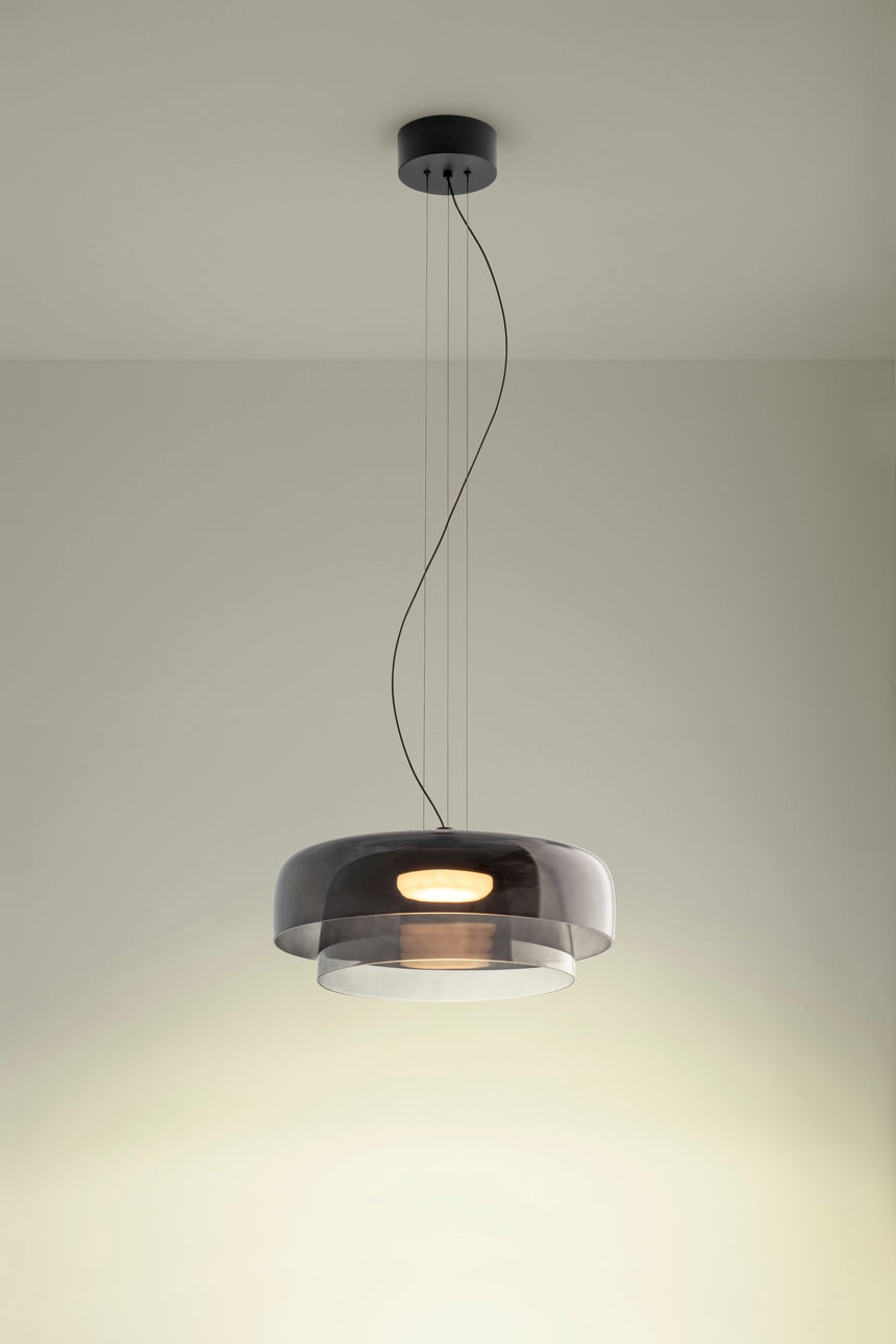 LedsC4 Lámpara de techo colgante Levels 2 luces Ø42cm + Ø32cm LED 19 Casambi Neg 00-A052-05-12
