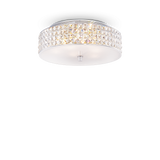 Plafón de techo Ideal Lux Roma cromo cristal y cerámica 6 luces 240W Ø40cm 000657